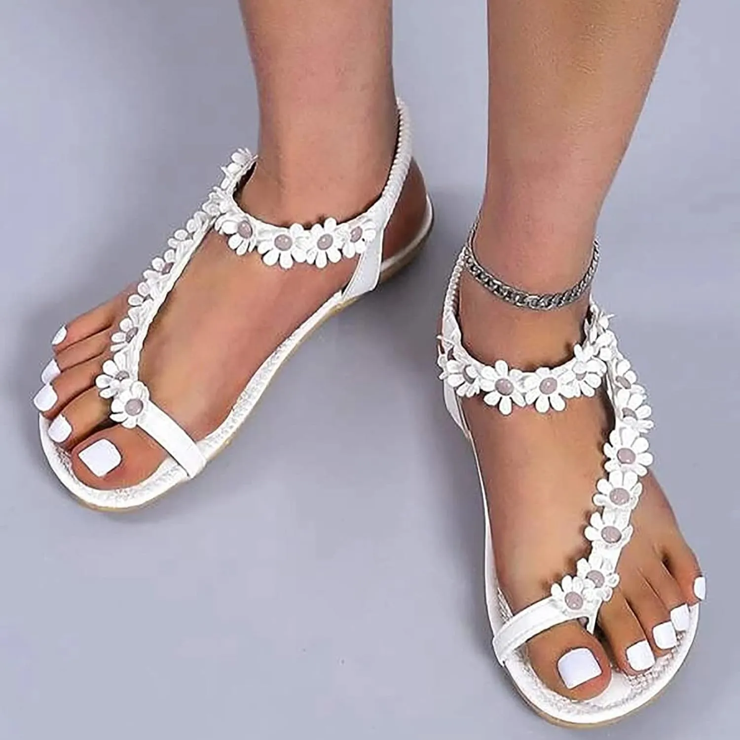 Lightweight Bohemian Sandals for Women Comfortable Ankle Strap Outdoor Walking Shoes Athletic Hiking Sandals