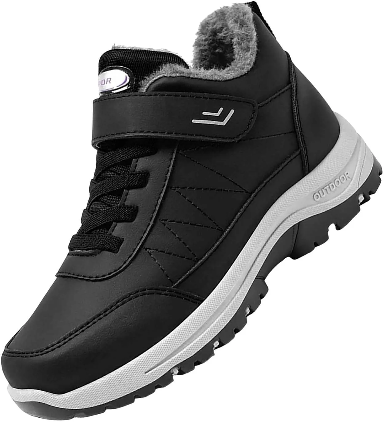 Men Work Boots Waterproof Hiking Sneakers Warm Fur Lined Womens Working Shoes Waterproof Outdoor Bota Waterproof Breathable Lightweight Hike Grounded Footwear