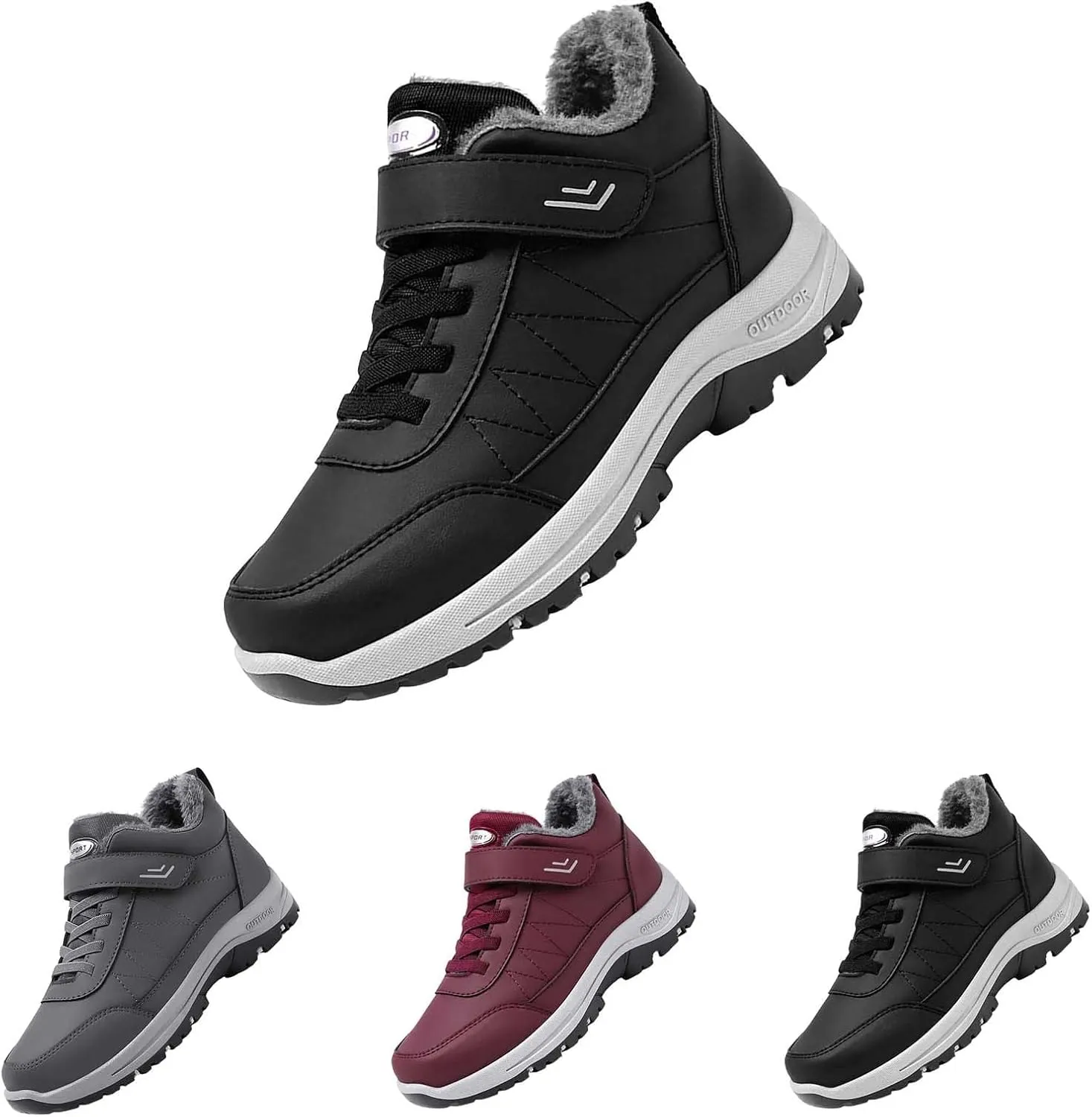 Men Work Boots Waterproof Hiking Sneakers Warm Fur Lined Womens Working Shoes Waterproof Outdoor Bota Waterproof Breathable Lightweight Hike Grounded Footwear