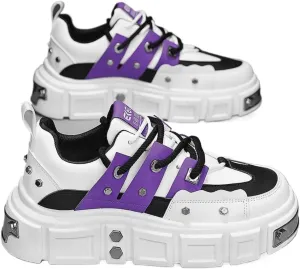Men's Chunky Dad Shoes 2025 | Workwear Sneakers with Snake Print & Rubber Sole | Low-Top Casual Shoes for Daily Wear
