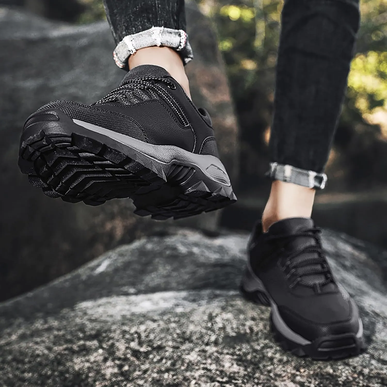 Men's Hiking Shoe Walking Running Shoes for Men with Arch Support Fashion Outdoor Low-Top Sneakers Slip on Tennis Athletic Gym Workout Training Shoes