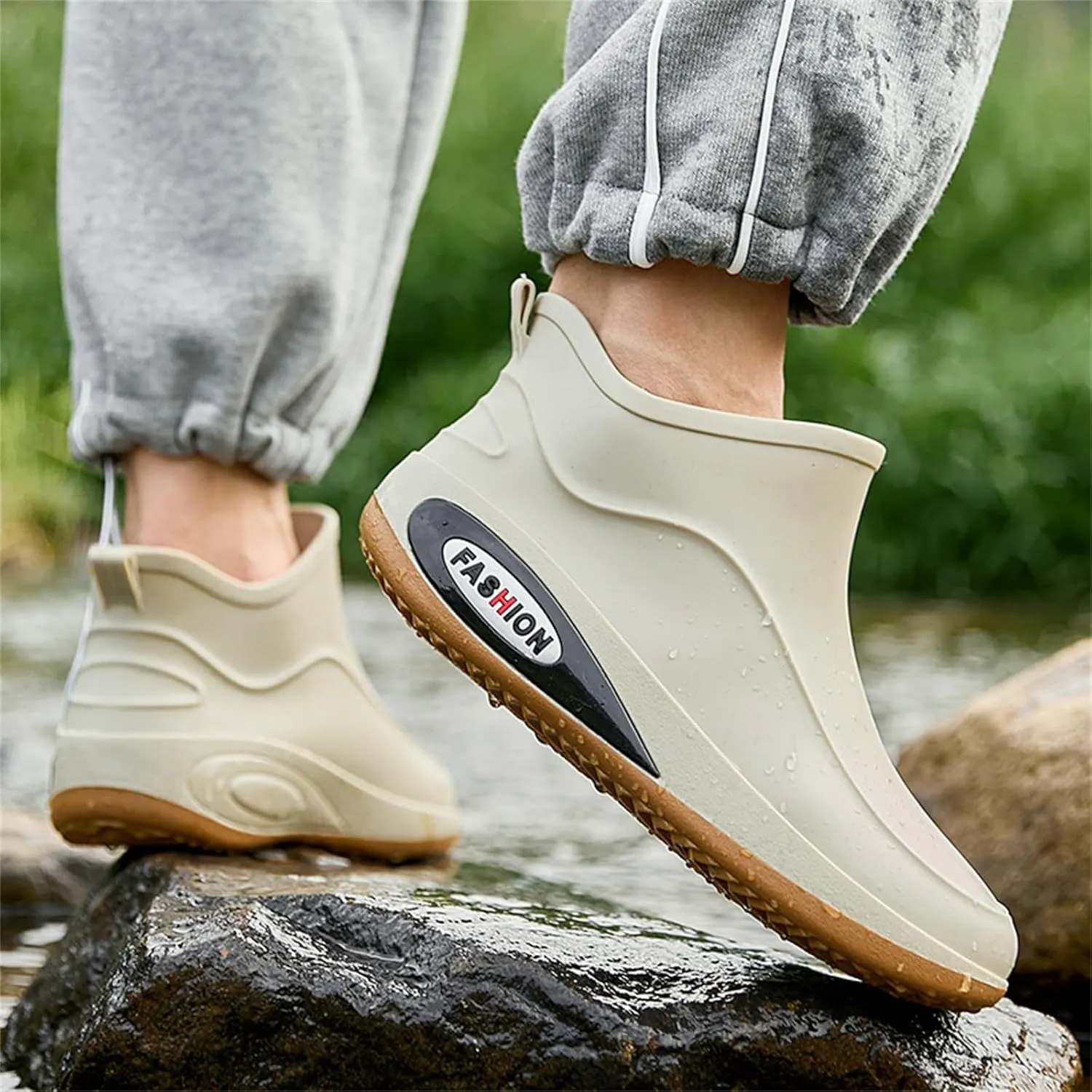 Men's Waterproof Rubber Rain Boots Non-slip Rain Boots Fishing Shoes Plush Lined Short Boots Outdoor Work Boots