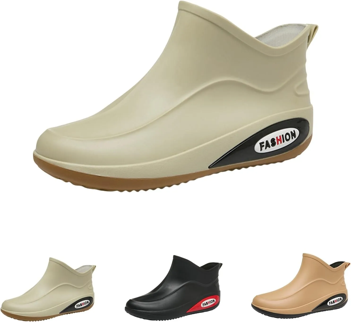 Men's Waterproof Rubber Rain Boots Non-slip Rain Boots Fishing Shoes Plush Lined Short Boots Outdoor Work Boots