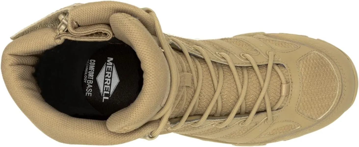 Merrell Mens Moab 3 8 Zip Tactical Waterproof Boots, Durable & Comfortable Coated Leather Combat Hiking Shoes