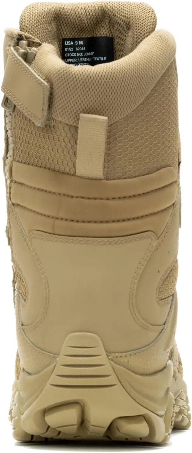 Merrell Mens Moab 3 8 Zip Tactical Waterproof Boots, Durable & Comfortable Coated Leather Combat Hiking Shoes