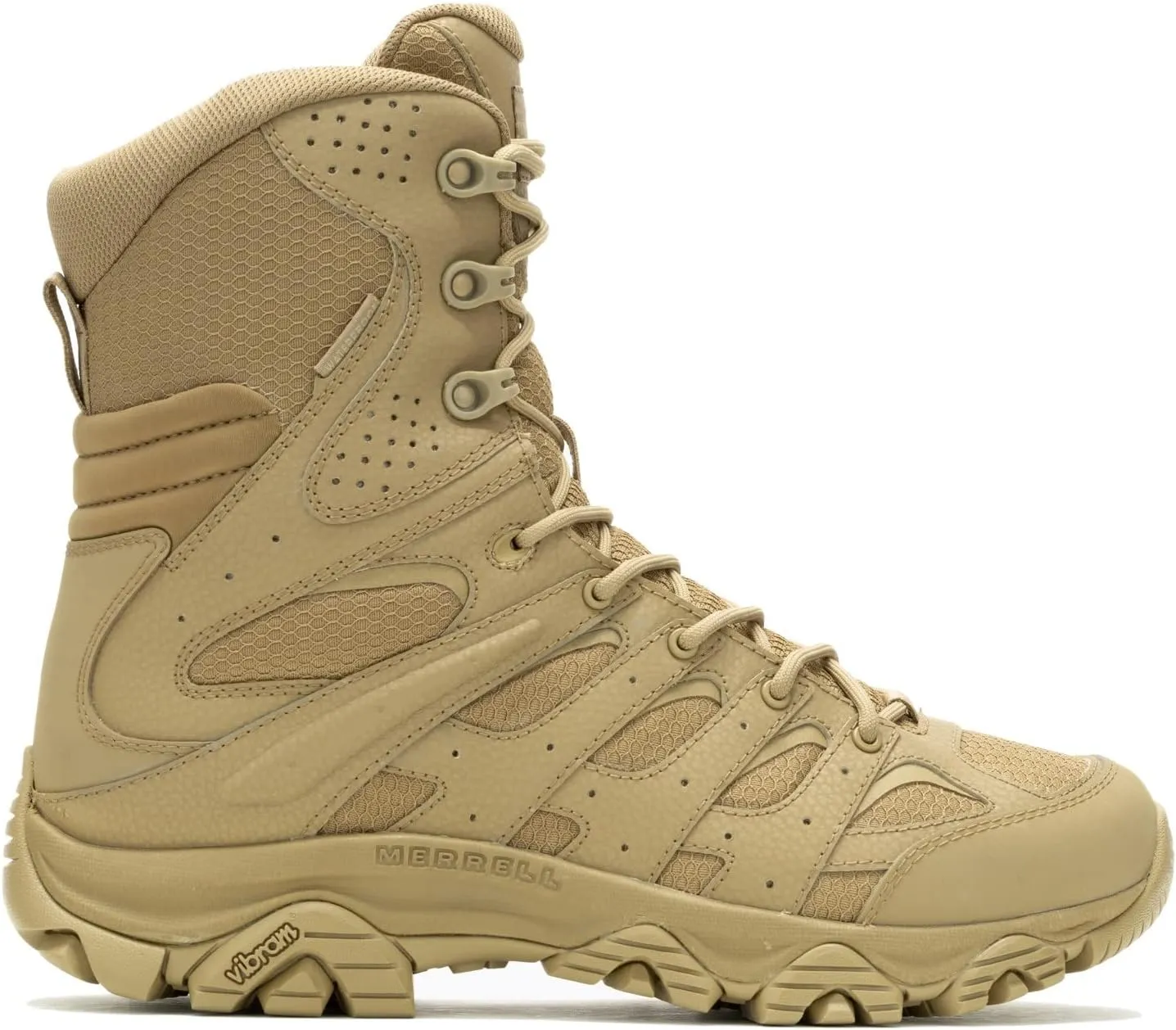 Merrell Mens Moab 3 8 Zip Tactical Waterproof Boots, Durable & Comfortable Coated Leather Combat Hiking Shoes