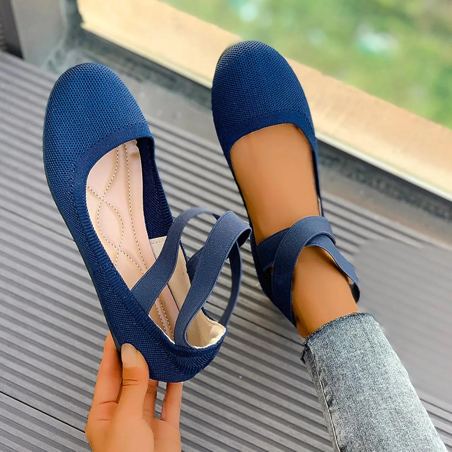 Mesh Flat Shoes Women Breathable Comfortable Shoes Casual Low-Heel Shoes Solid Fashion Shoes Plus Size Travel Shoes