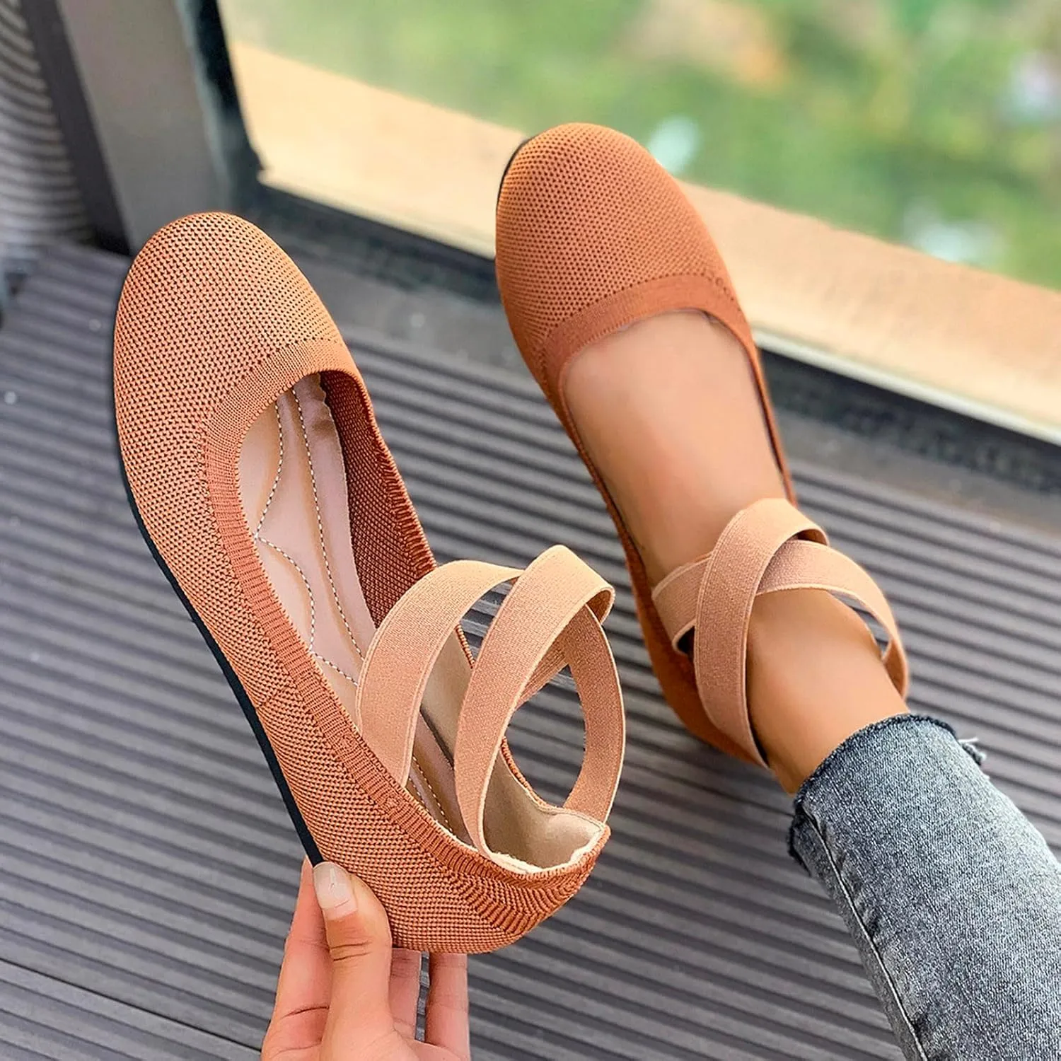 Mesh Flat Shoes Women Breathable Comfortable Shoes Casual Low-Heel Shoes Solid Fashion Shoes Plus Size Travel Shoes