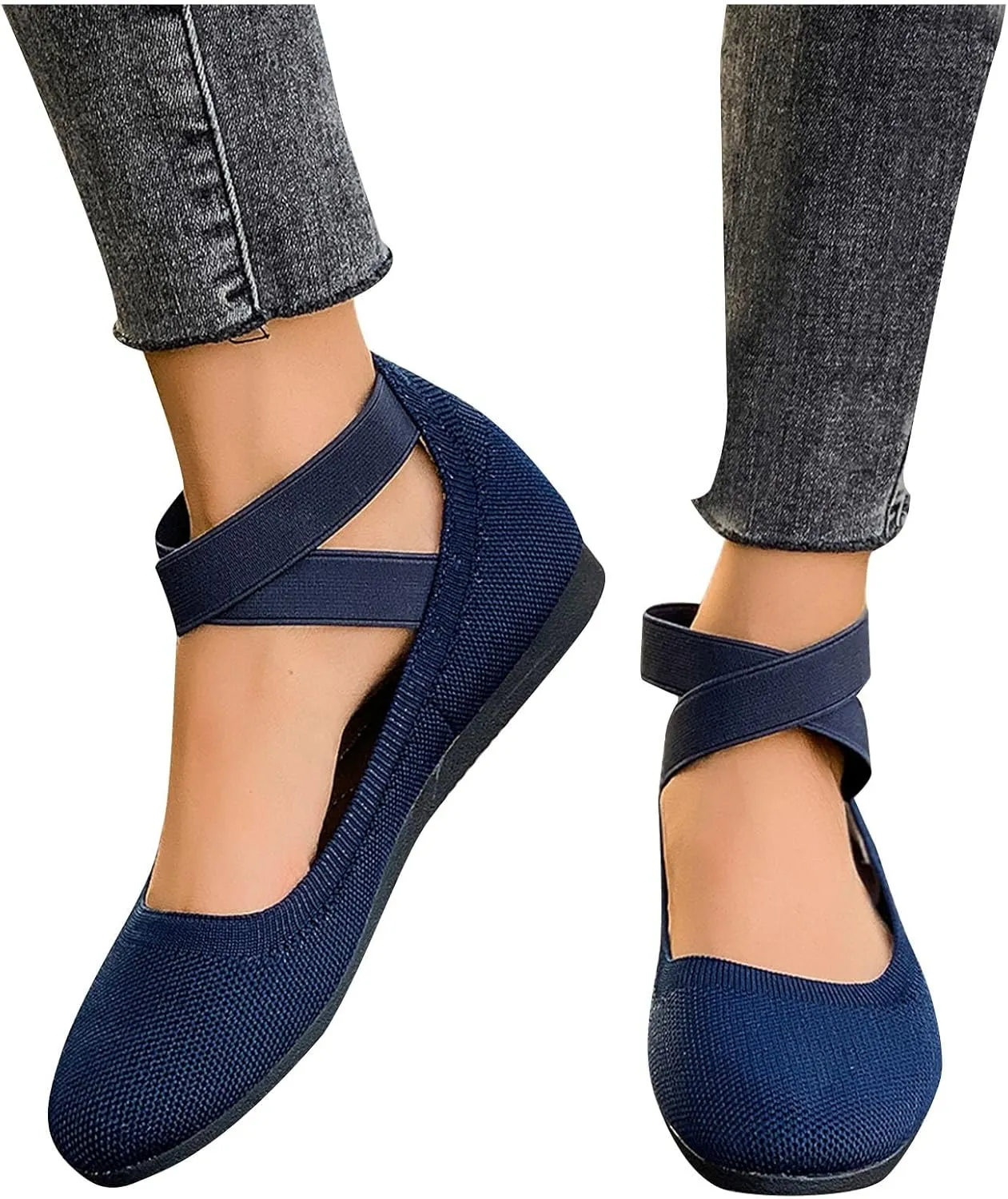Mesh Flat Shoes Women Breathable Comfortable Shoes Casual Low-Heel Shoes Solid Fashion Shoes Plus Size Travel Shoes