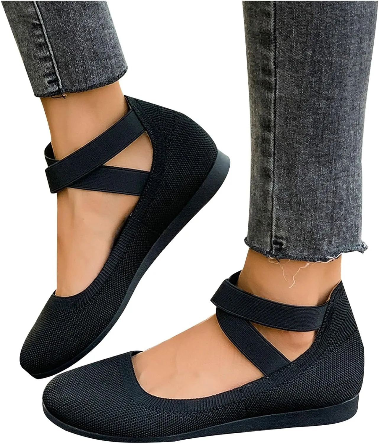 Mesh Flat Shoes Women Breathable Comfortable Shoes Casual Low-Heel Shoes Solid Fashion Shoes Plus Size Travel Shoes