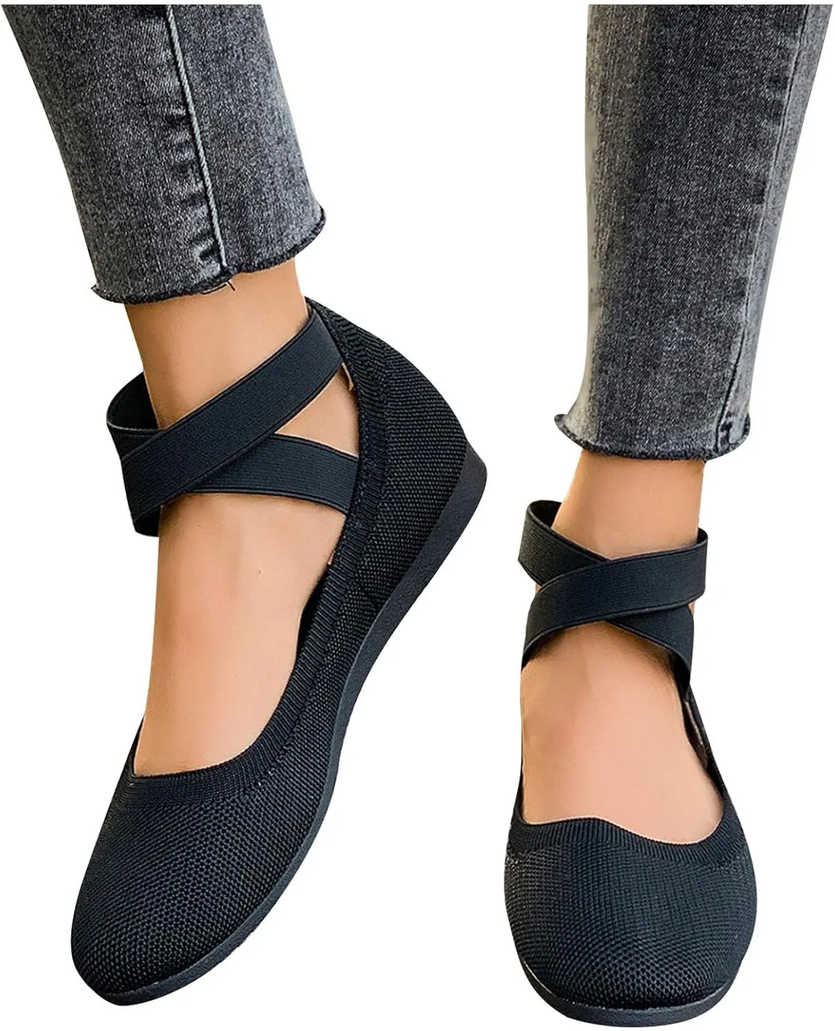 Mesh Flat Shoes Women Breathable Comfortable Shoes Casual Low-Heel Shoes Solid Fashion Shoes Plus Size Travel Shoes