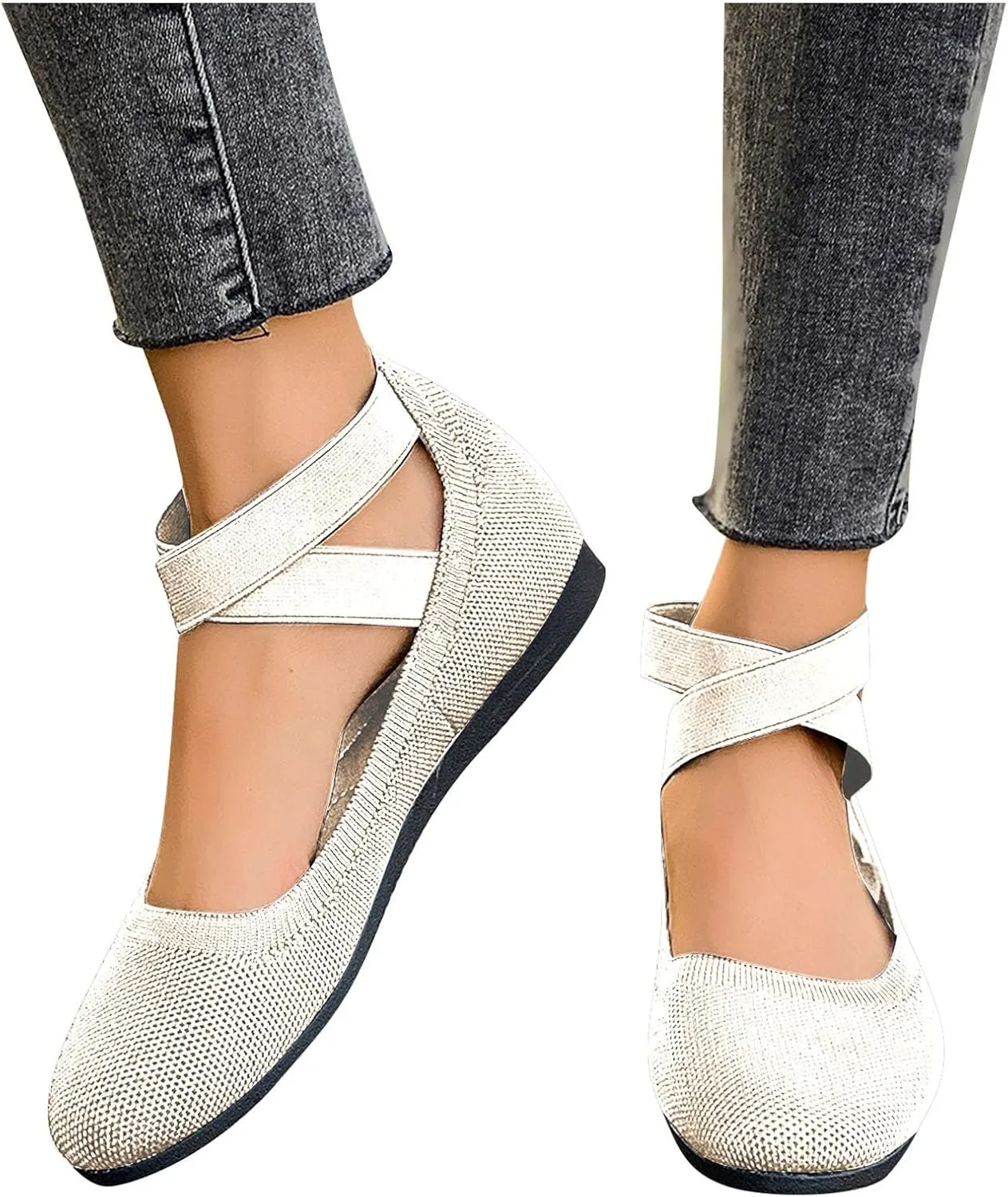 Mesh Flat Shoes Women Breathable Comfortable Shoes Casual Low-Heel Shoes Solid Fashion Shoes Plus Size Travel Shoes