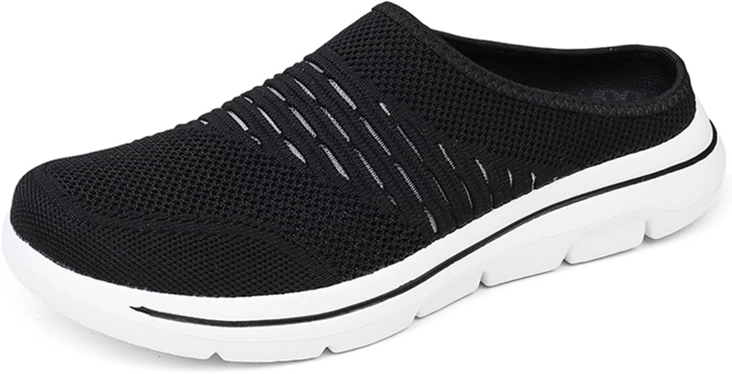 Mules for Women Men Light Slip On Open Back Shoes Comfort Walking Shoes, Knitted Mesh Breathable Slippers Backless Sneakers Casual Comfortable Outdoor Sports Wedge Mule