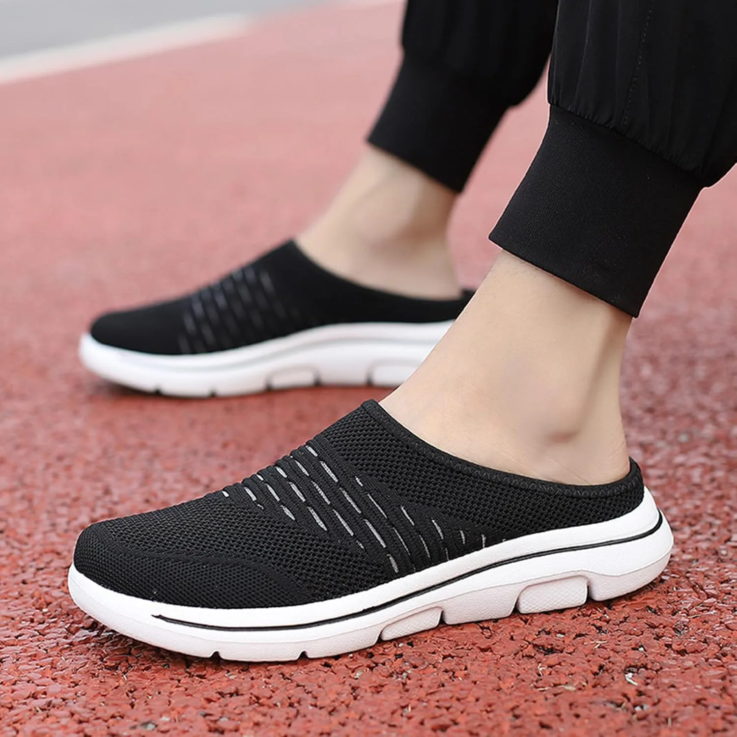 Mules for Women Men Light Slip On Open Back Shoes Comfort Walking Shoes, Knitted Mesh Breathable Slippers Backless Sneakers Casual Comfortable Outdoor Sports Wedge Mule