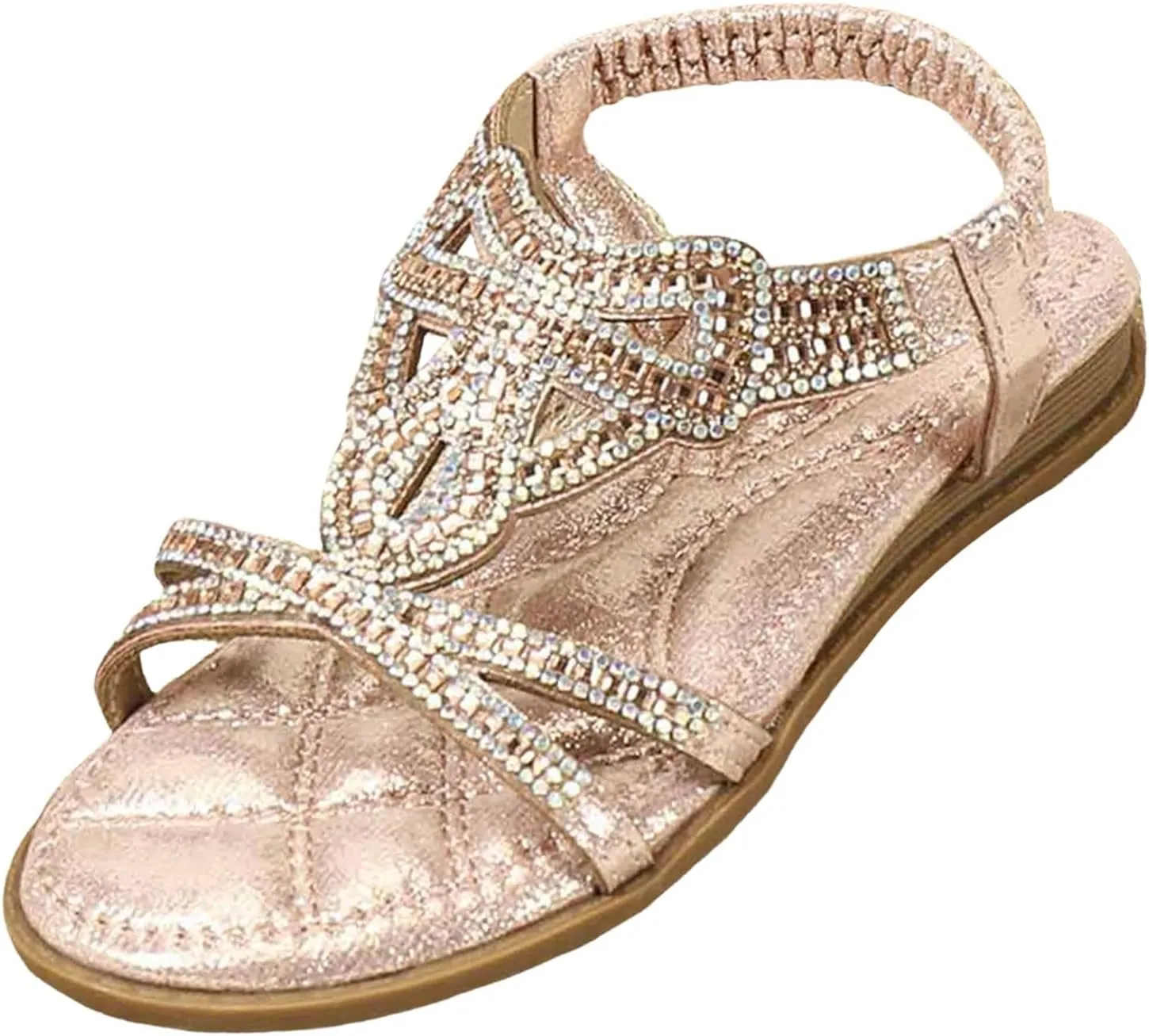 Open Toe Sandals Girls Glitter Beach Shoes Shoes Flat Summer Glitter Boho Comfortable Sandals With Rhinestones