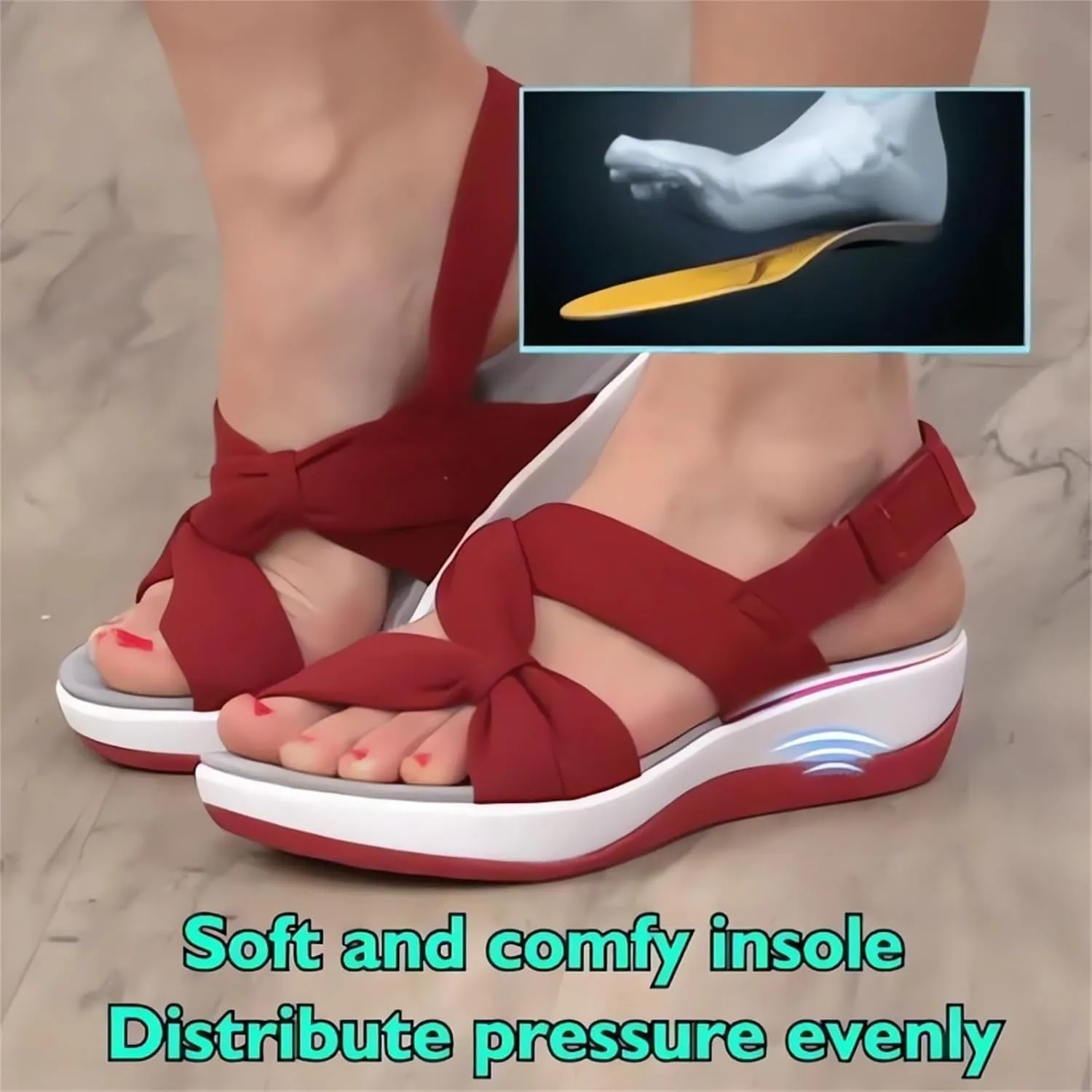 Orthopedic Arch Support Shoes Casual Comfortable Walking Flat Sandal Summer Bow Open Toe Flats Sandals Beach Vacation Cushion Shoes Wide Fit Espadrilles Slippers Cute Slip-Ins Sandals