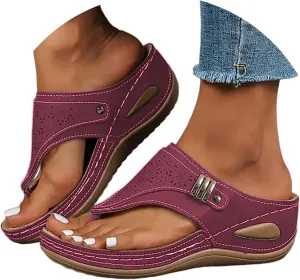 Orthopedic Sandals for Women 2025,Summer Slip On Beach Sandals Dressy Arch Support Wedge Sandal Vintage Wide Width Flip Flops Casual Boho Slipper
