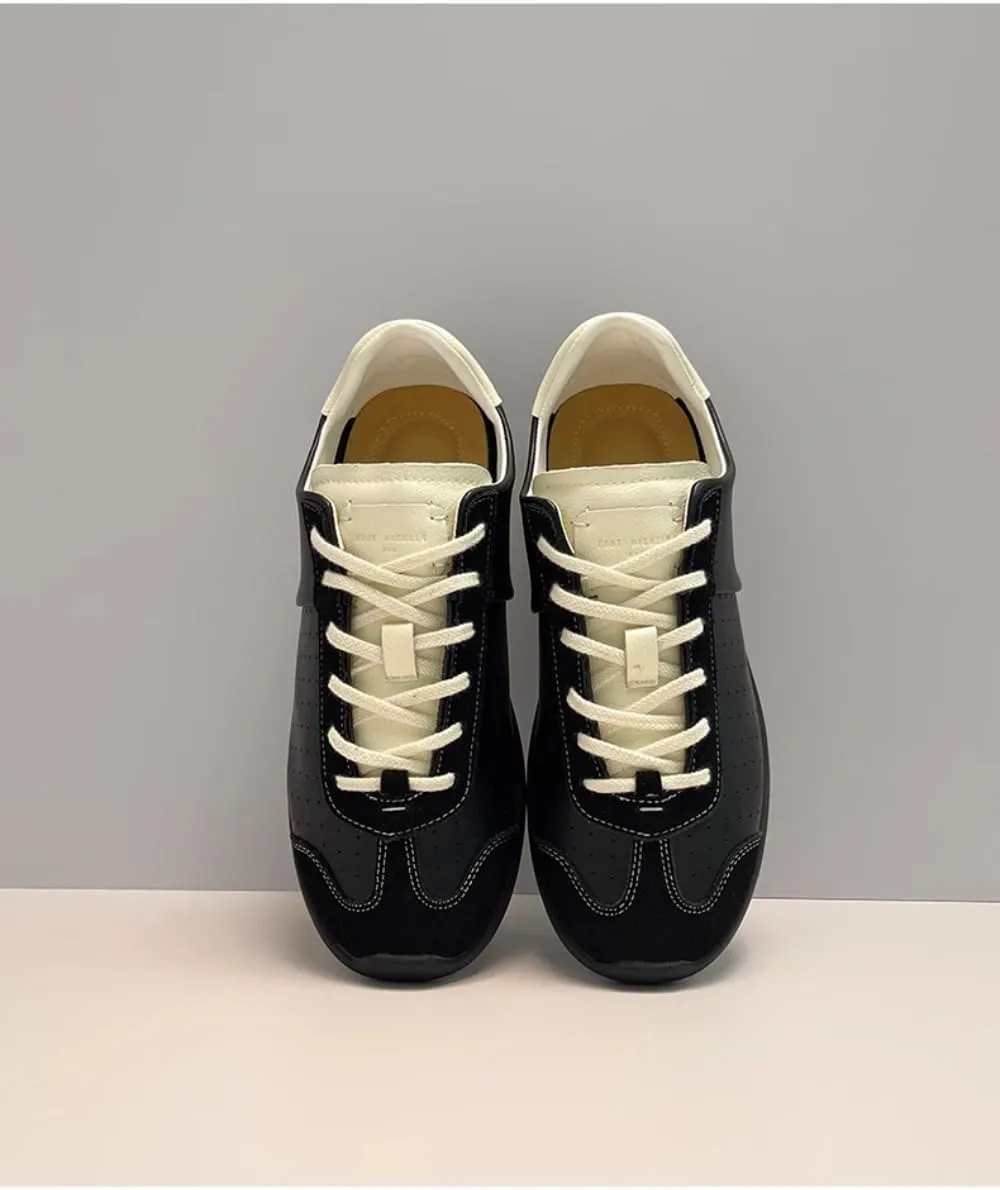 Platform Sneakerina Ballet Sneakers for Women Kawaii Y2K Trendy Retro Strap Emo Shoes Round Toes Non-Slip Chunky Sole Casual Leather Lace-Up Slip on Shoes Comfortable Outdoor Workout Walking Tennis