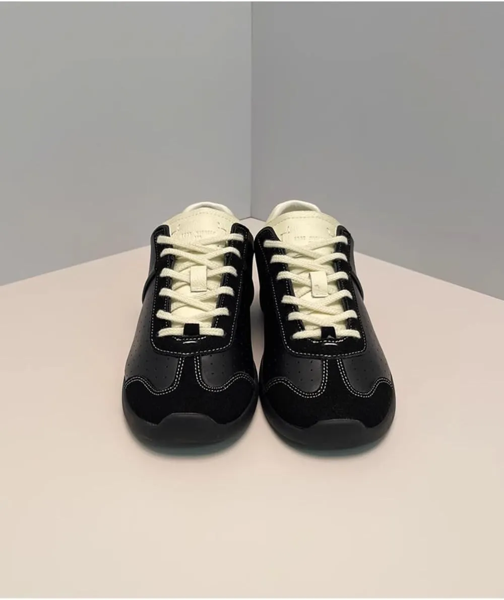 Platform Sneakerina Ballet Sneakers for Women Kawaii Y2K Trendy Retro Strap Emo Shoes Round Toes Non-Slip Chunky Sole Casual Leather Lace-Up Slip on Shoes Comfortable Outdoor Workout Walking Tennis