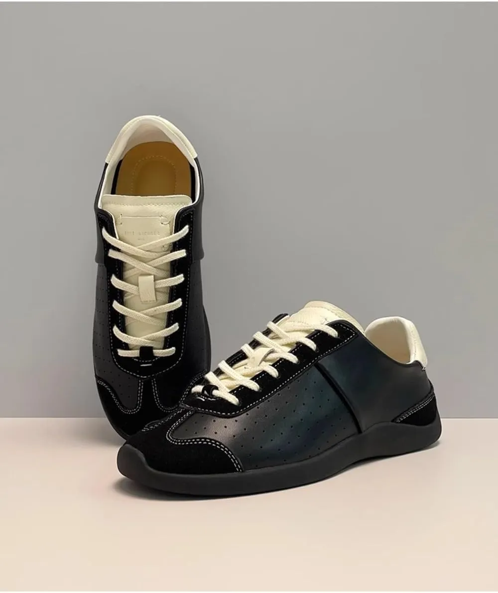 Platform Sneakerina Ballet Sneakers for Women Kawaii Y2K Trendy Retro Strap Emo Shoes Round Toes Non-Slip Chunky Sole Casual Leather Lace-Up Slip on Shoes Comfortable Outdoor Workout Walking Tennis