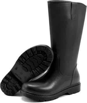 Rain Boots for Men, Comfort Waterproof Rubber Boots Mens Durable Anti-Slip Mud Garden Boots for Hunting Gardening Farming Fishing, Wide Calf Raining Shoes Outdoor Work Boots