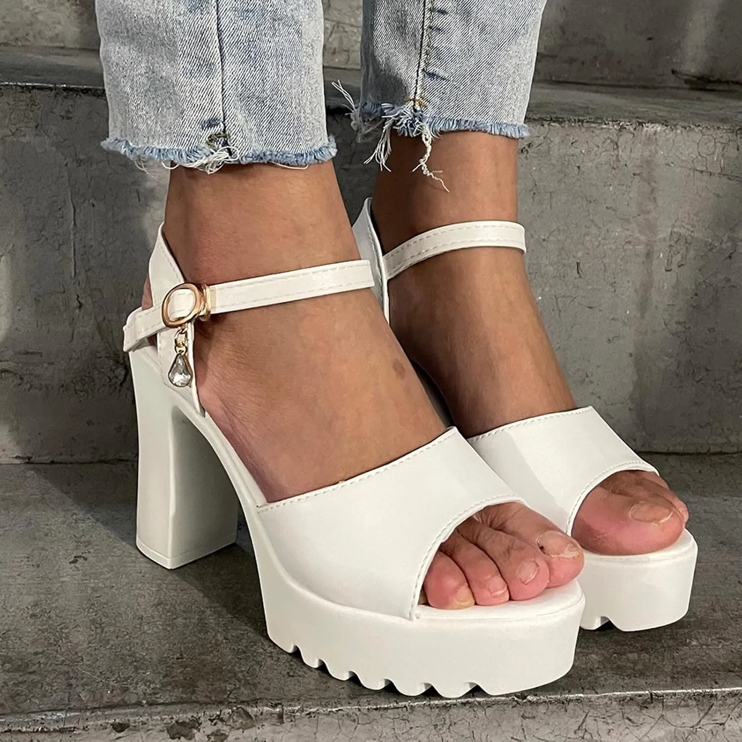 Sandals Fashion Chunky Casual Womens Breathable Lace Up Heels Shoes Women's sandals Womens High Heel Sandals Size 14