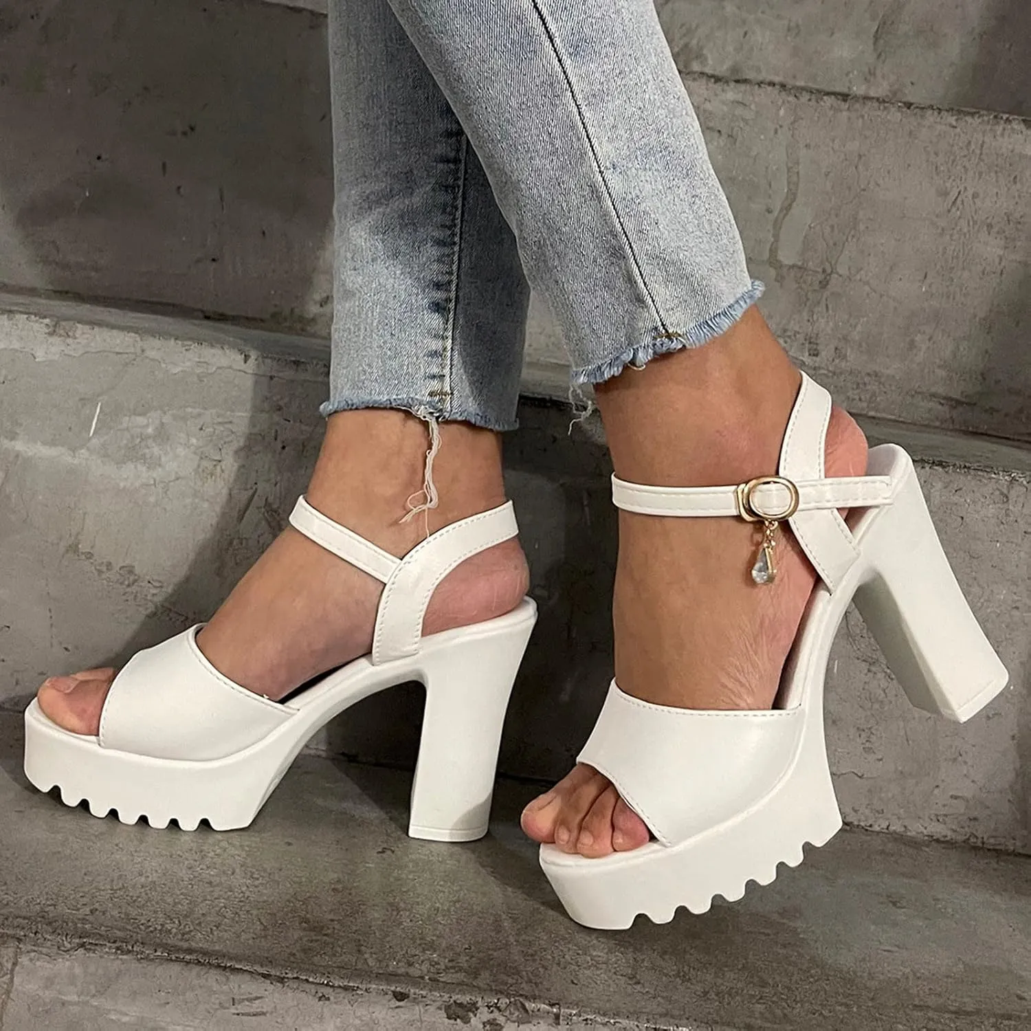 Sandals Fashion Chunky Casual Womens Breathable Lace Up Heels Shoes Women's sandals Womens High Heel Sandals Size 14