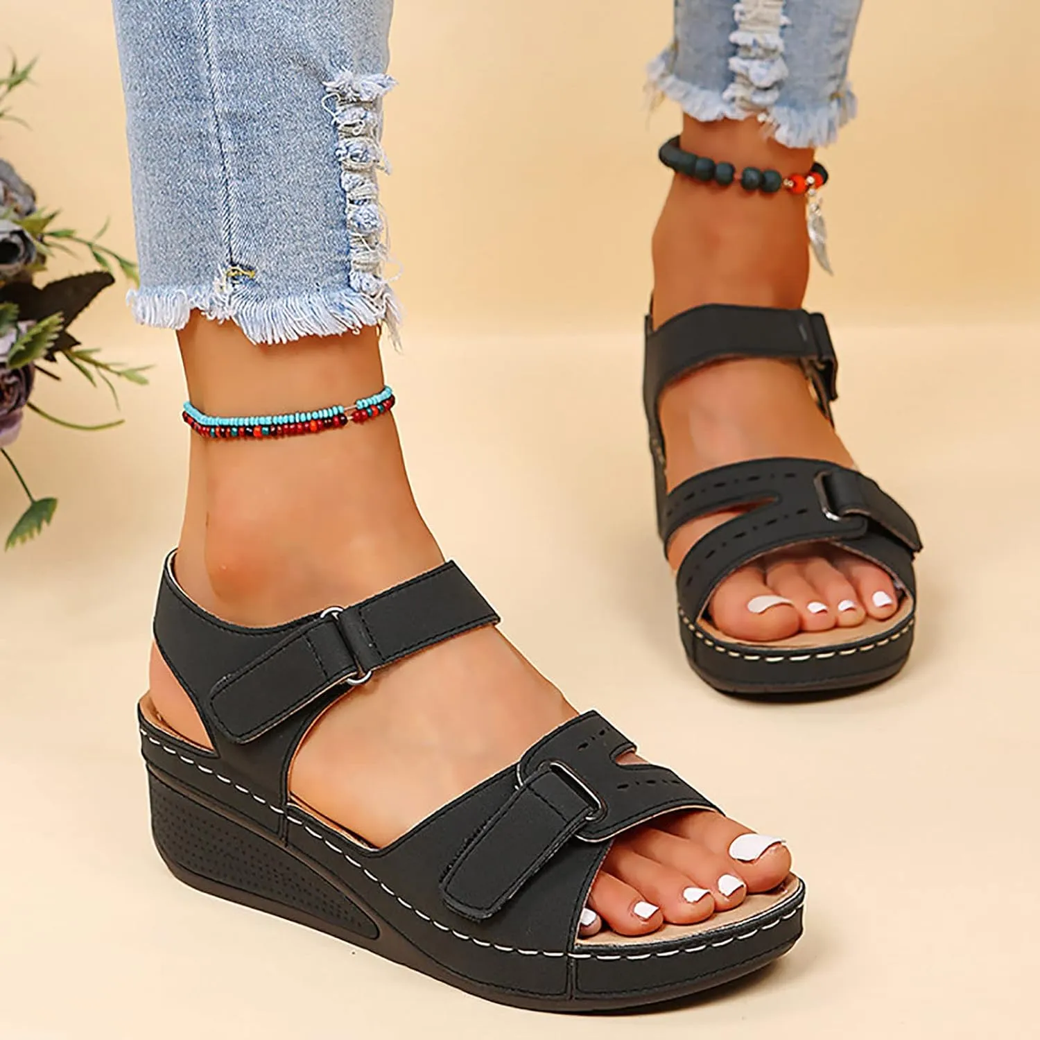 Sandals for Women 2024 Summer Waterproof Hiking Womens Sandals Comfortable Walking Athletic Outdoor Beach Sandals