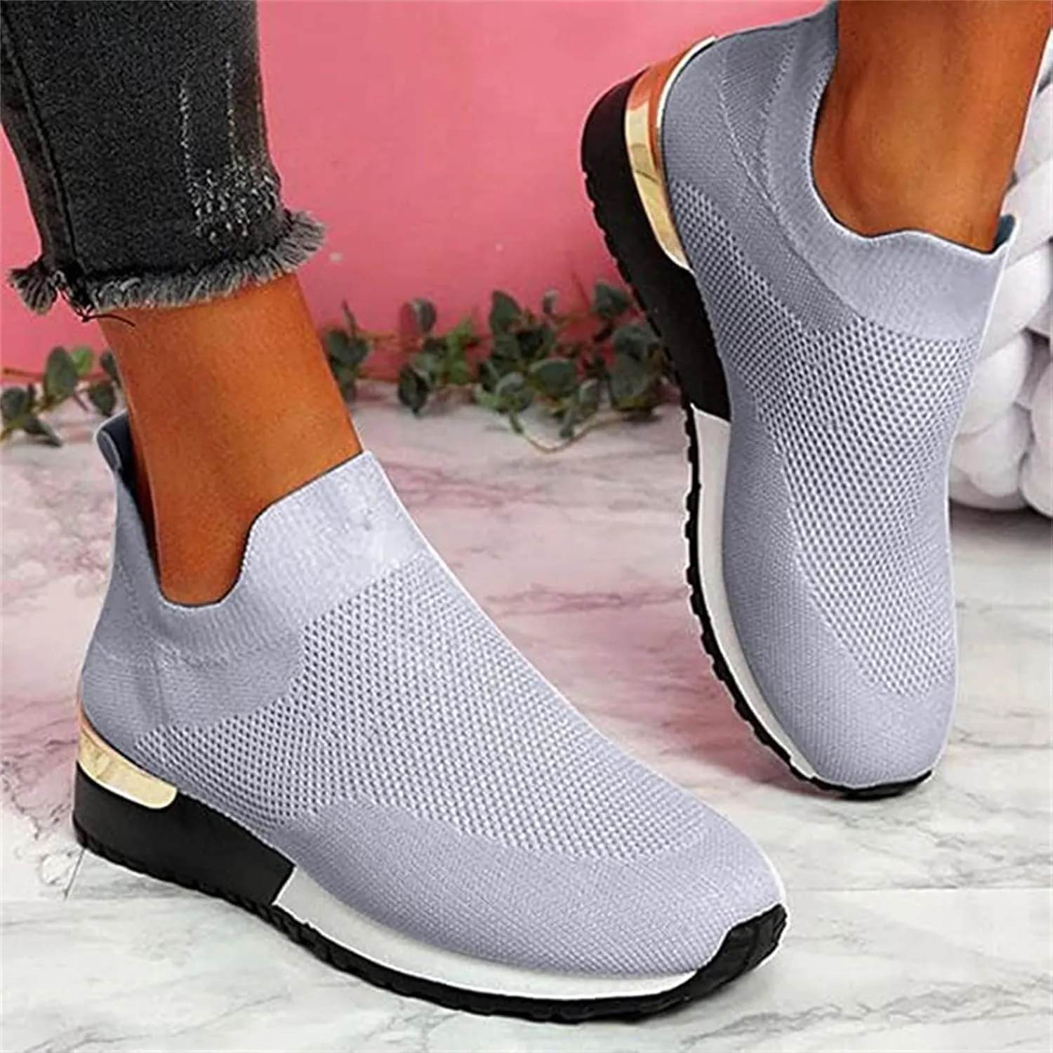 Shoes For Women Sneakers Trendy Slip On Walking Shoes Lightweight Casual Athletic Gym Comfort Fashion Tennis Running Sneakers