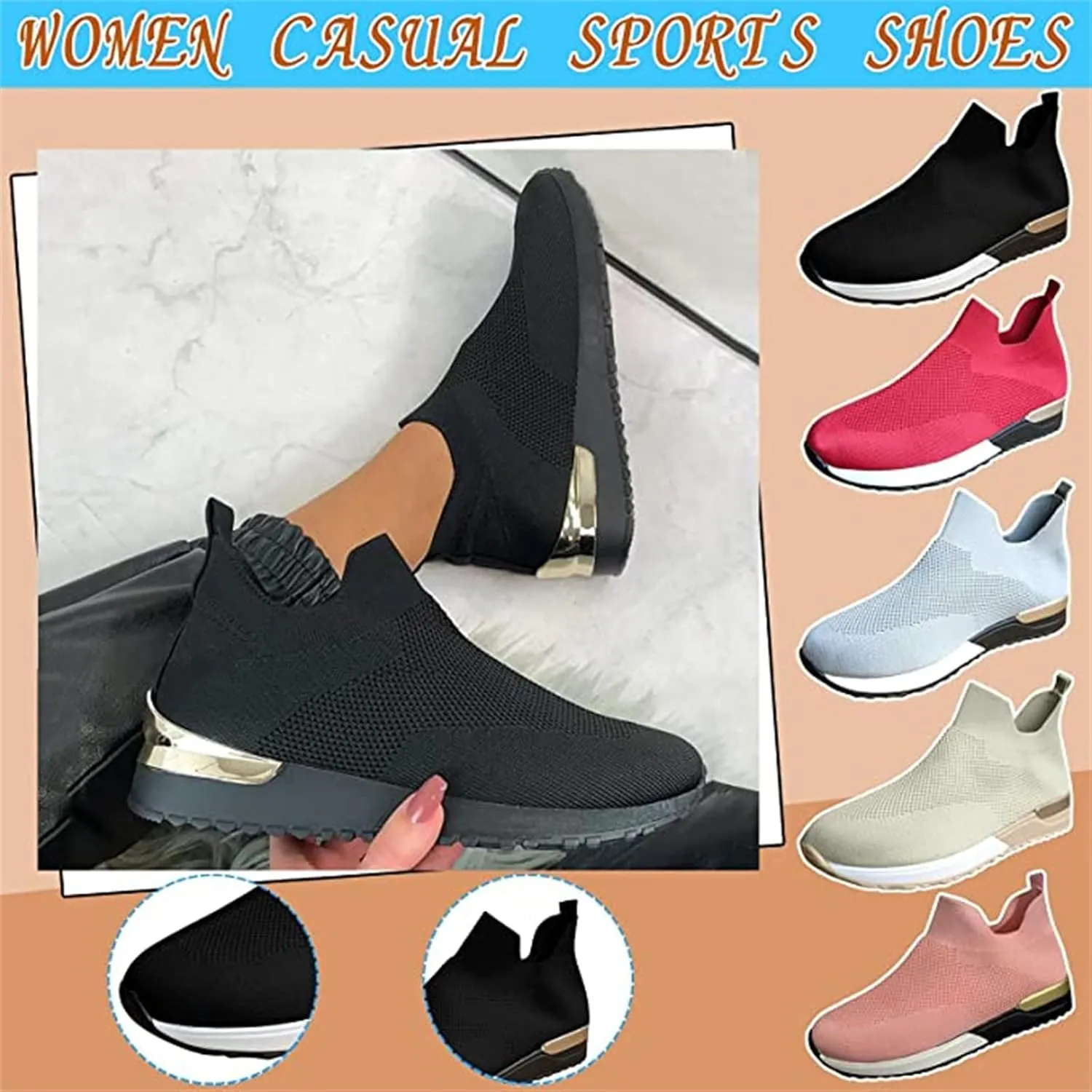 Shoes For Women Sneakers Trendy Slip On Walking Shoes Lightweight Casual Athletic Gym Comfort Fashion Tennis Running Sneakers