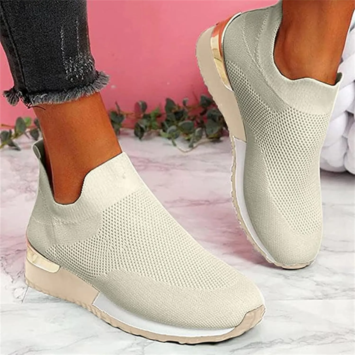 Shoes For Women Sneakers Trendy Slip On Walking Shoes Lightweight Casual Athletic Gym Comfort Fashion Tennis Running Sneakers