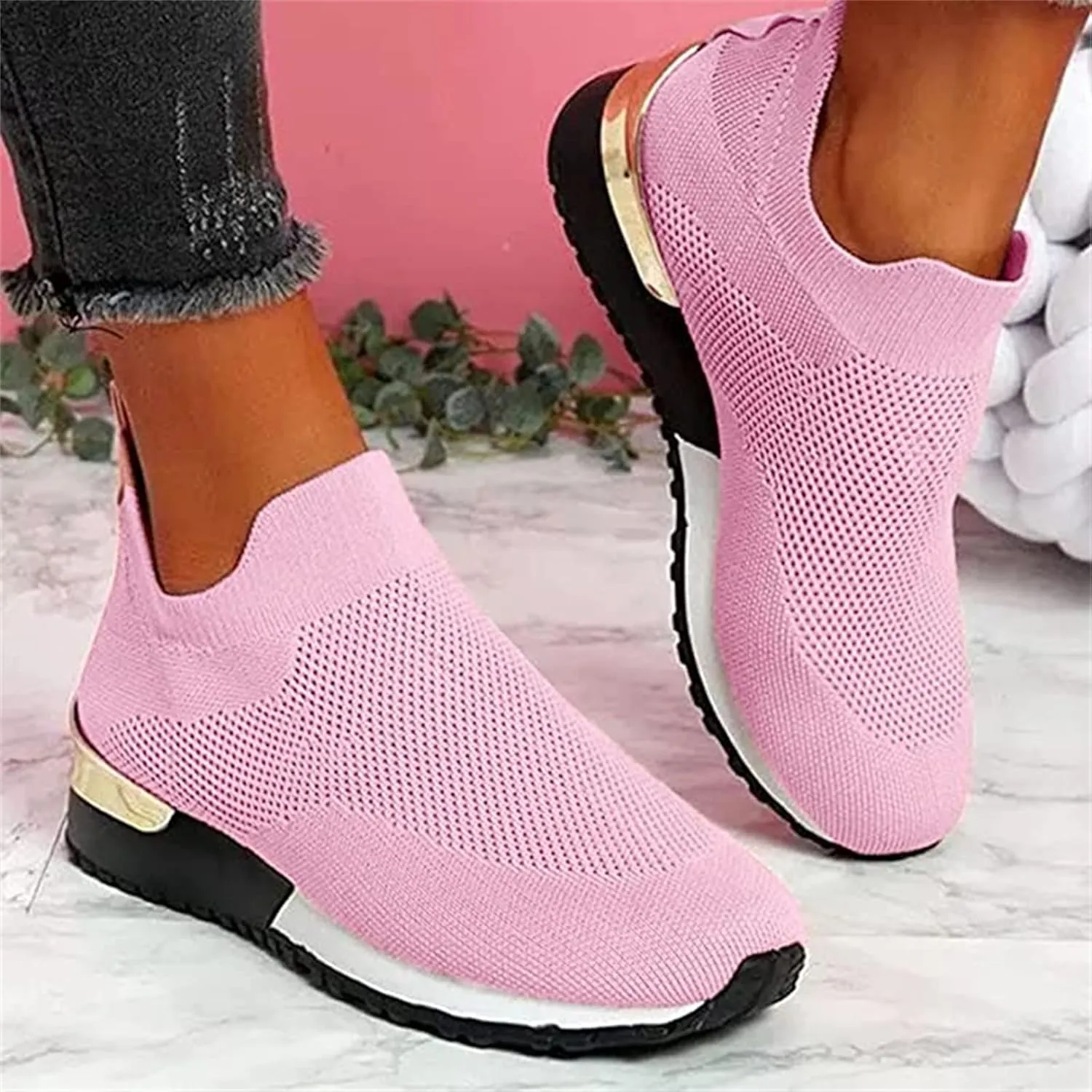 Shoes For Women Sneakers Trendy Slip On Walking Shoes Lightweight Casual Athletic Gym Comfort Fashion Tennis Running Sneakers