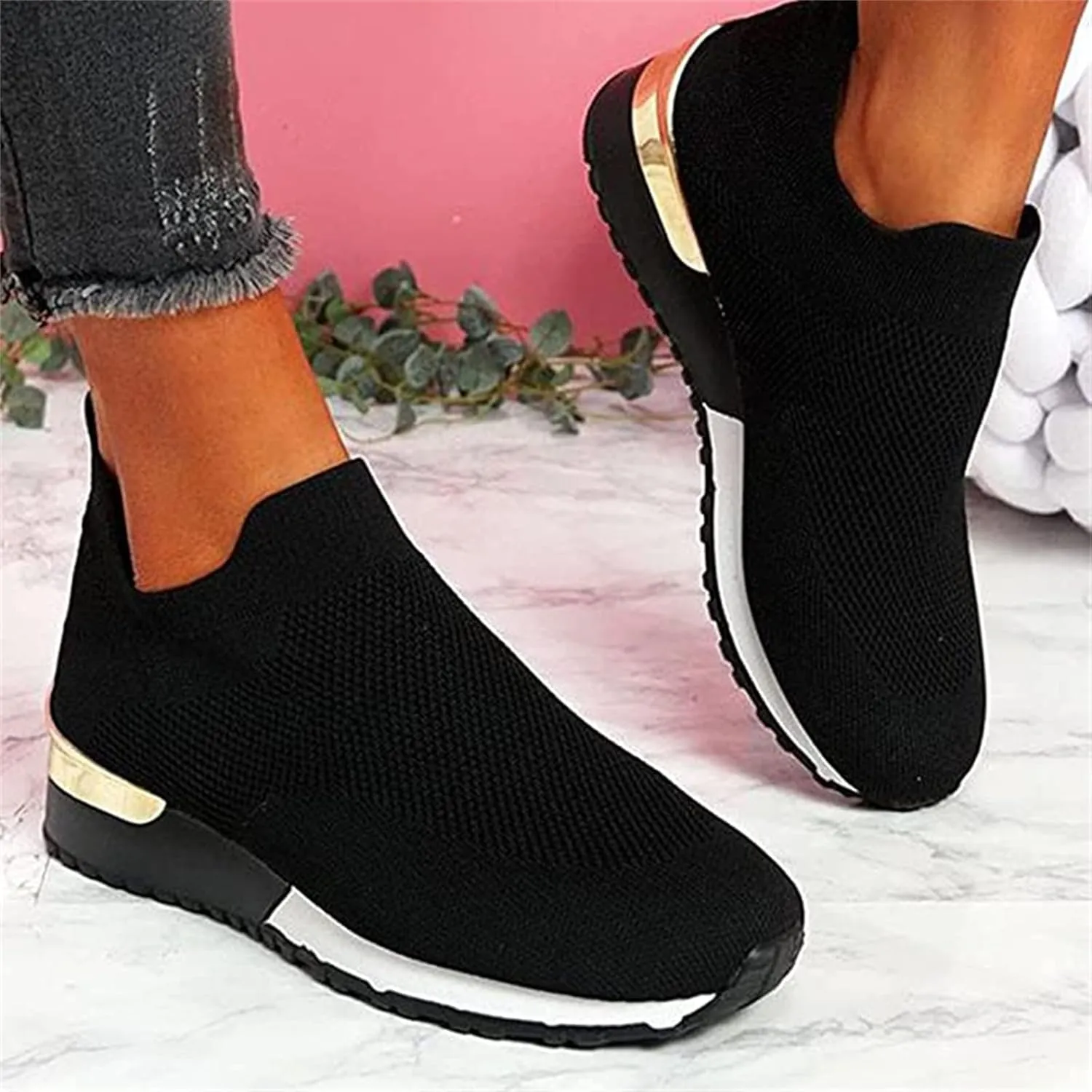 Shoes For Women Sneakers Trendy Slip On Walking Shoes Lightweight Casual Athletic Gym Comfort Fashion Tennis Running Sneakers