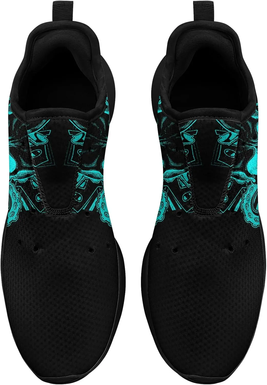 Skull Walking Shoes for Men Mesh Athletic Road Running Shoes Lightweight Breathable Halloween Training Sports Shoes Tennis Walking Sneaker