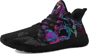 Skull Walking Shoes for Men Mesh Athletic Road Running Shoes Lightweight Breathable Halloween Training Sports Shoes Tennis Walking Sneaker