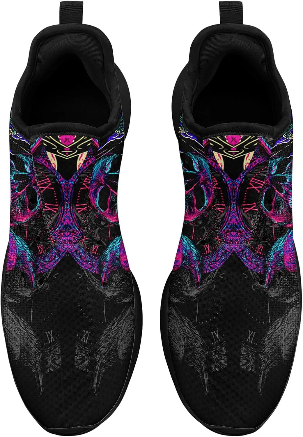 Skull Walking Shoes for Men Mesh Athletic Road Running Shoes Lightweight Breathable Halloween Training Sports Shoes Tennis Walking Sneaker