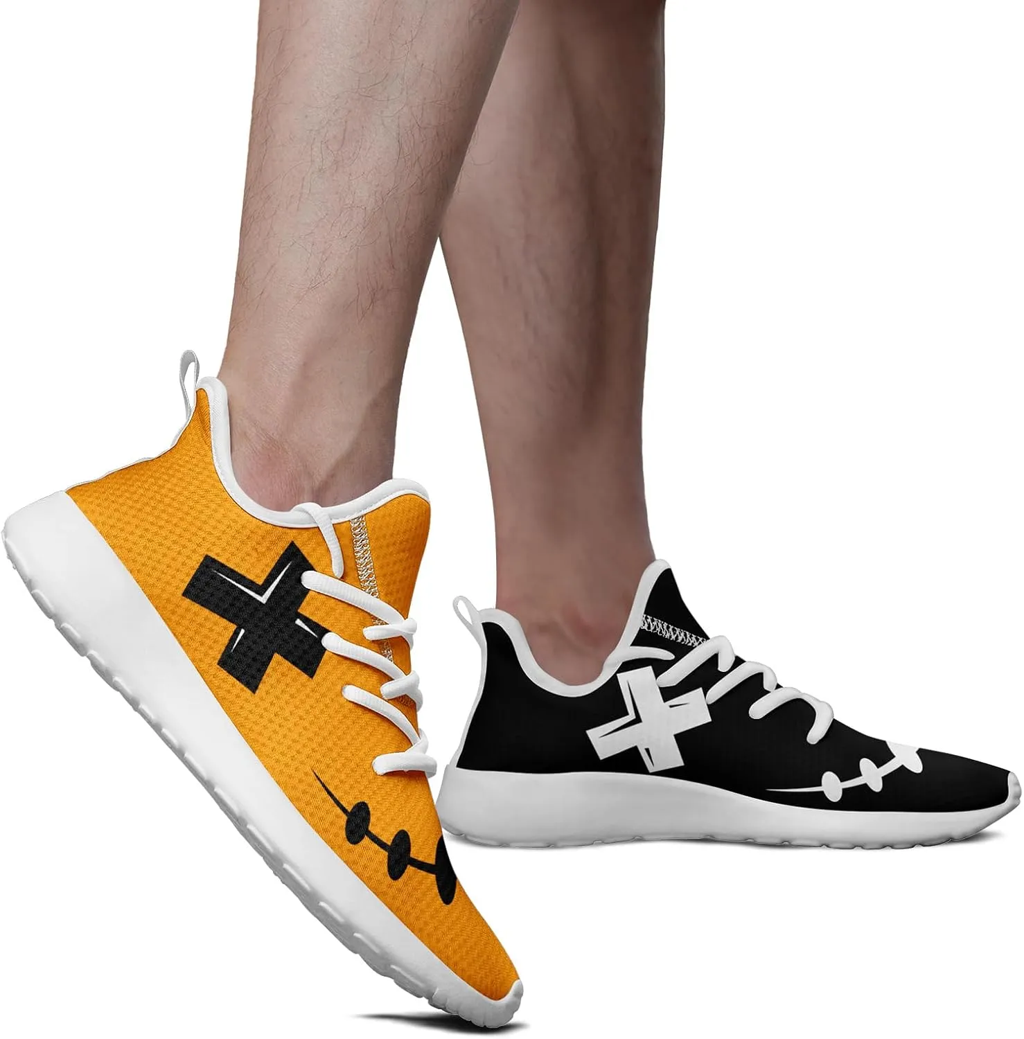 Skull Walking Shoes for Men Mesh Athletic Road Running Shoes Lightweight Breathable Halloween Training Sports Shoes Tennis Walking Sneaker