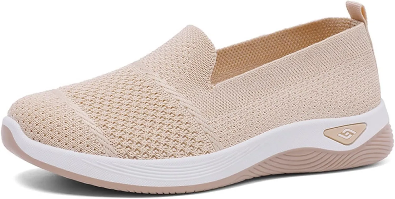 Slip On Walking Shoes for Women Woven Orthopedic Breathable Soft Shoes Casual Soft Sole Walking Shoe Comfort Non Slip Outdoor Sneakers Business Casual Work Flats