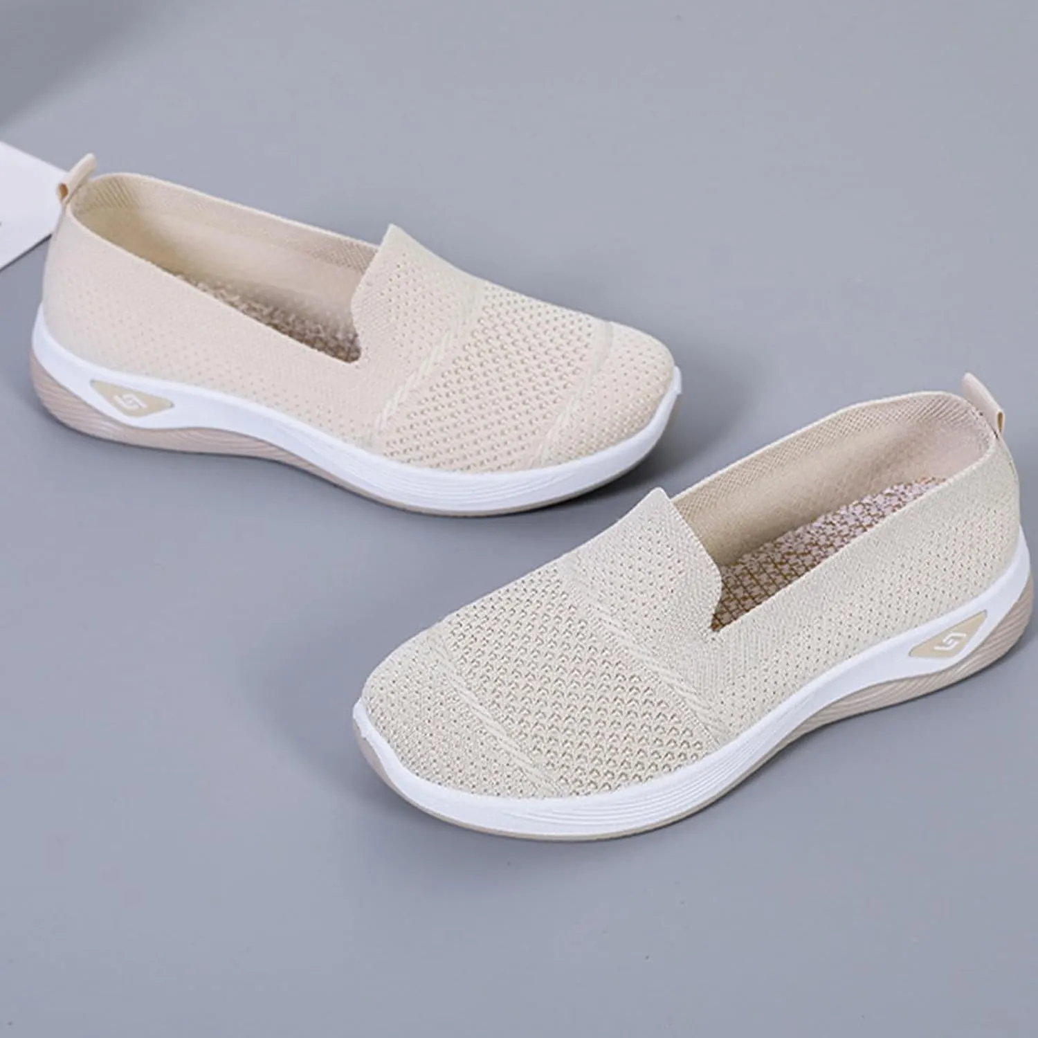 Slip On Walking Shoes for Women Woven Orthopedic Breathable Soft Shoes Casual Soft Sole Walking Shoe Comfort Non Slip Outdoor Sneakers Business Casual Work Flats