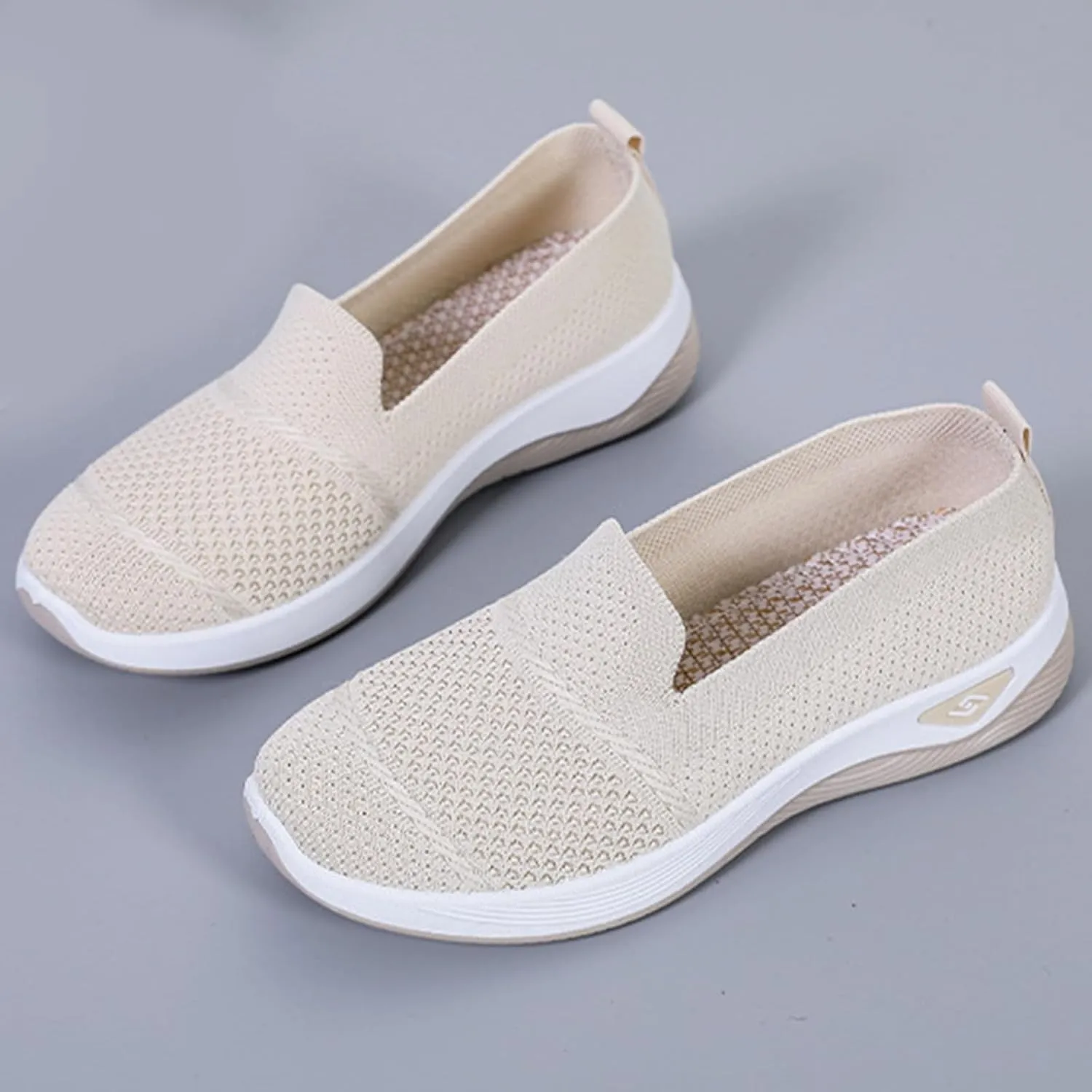 Slip On Walking Shoes for Women Woven Orthopedic Breathable Soft Shoes Casual Soft Sole Walking Shoe Comfort Non Slip Outdoor Sneakers Business Casual Work Flats