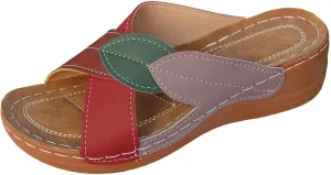 SuanlaTDS Orthopedic Wedge Sandals for Women 2025 Summer Dressy Arch Support Crisscross Open Toe Platform Boho Slip On Slides Beach Dress Shoes Comfortable Low Heels Wedges Slide Sandal