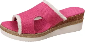 SuanlaTDS Wedge Sandals for Women Summer Dressy Open Toe Platform Low Wedges Espadrilles Slip On Slide Sandals Beach Dress Shoes Comfortable Casual Outdoor Bohemian Slippers