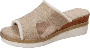 SuanlaTDS Wedge Sandals for Women Summer Dressy Open Toe Platform Low Wedges Espadrilles Slip On Slide Sandals Beach Dress Shoes Comfortable Casual Outdoor Bohemian Slippers