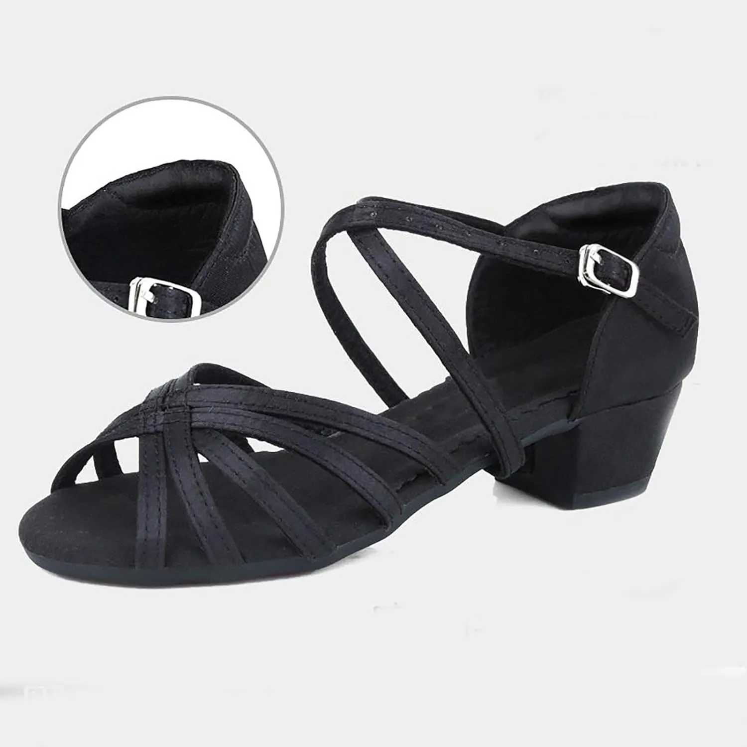 Summer Dress Shoes for Girls Girls Sandals Comfortable Soft Sole Small Thick Heel Children Dance Shoes Fashionable Soft Sole Princess Dance Comfortable Sandal with Adjustable Back Strap