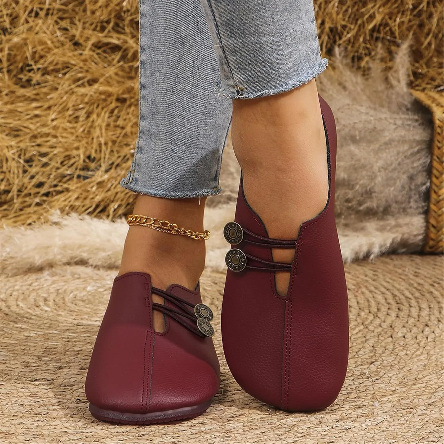 Summer Sandals for Women 2025 Soft Soled Round Toe Flats Dress Flat Dressy Ballet Low Wedge Ladies Fashion Trendy Solid Color Leather Buckle 2025