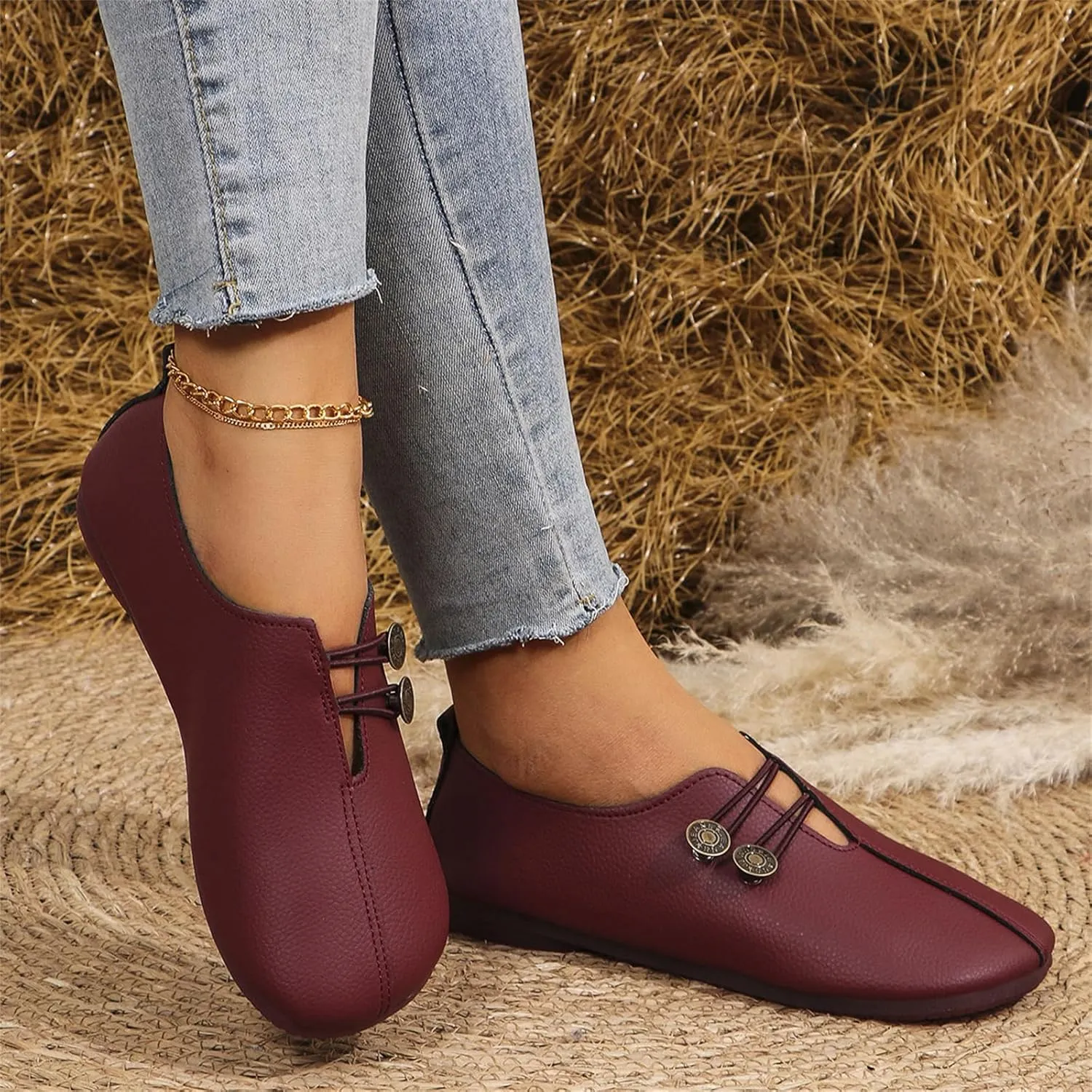 Summer Sandals for Women 2025 Soft Soled Round Toe Flats Dress Flat Dressy Ballet Low Wedge Ladies Fashion Trendy Solid Color Leather Buckle 2025