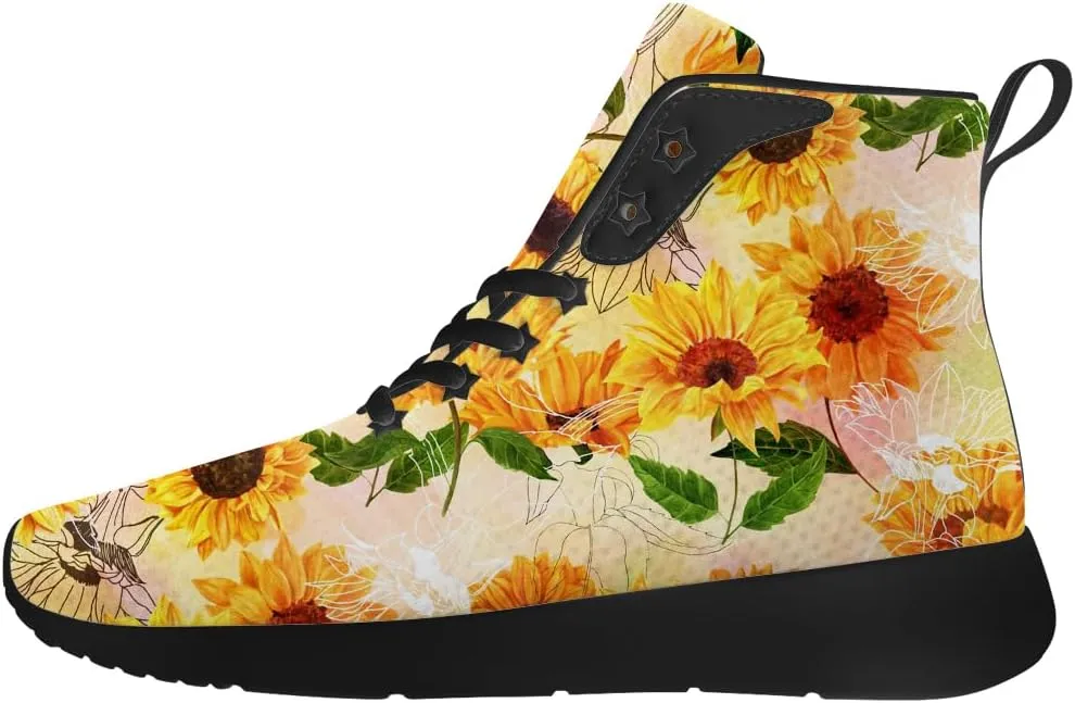 Sunflower Shoes for Men Women High Top Sneakers Casual Shoes Gifts for Girlfriend Boyfriend