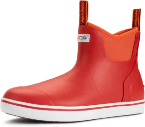 SUREWAY Women's Ankle Fishing Deck Boots for Women,Short Waterproof Neoprene Rubber Rain Boots,Lightweight Garden Work Shoes for Women,Upgraded Slip Resistant,Durable Comfortable,Red-v4,Size 8
