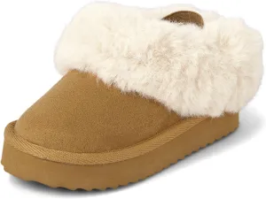 The Children's Place Baby Girls' Indoor/Outdoor Comfy Slip-On Platform Shoe with Backstrap, Faux Fur Lined
