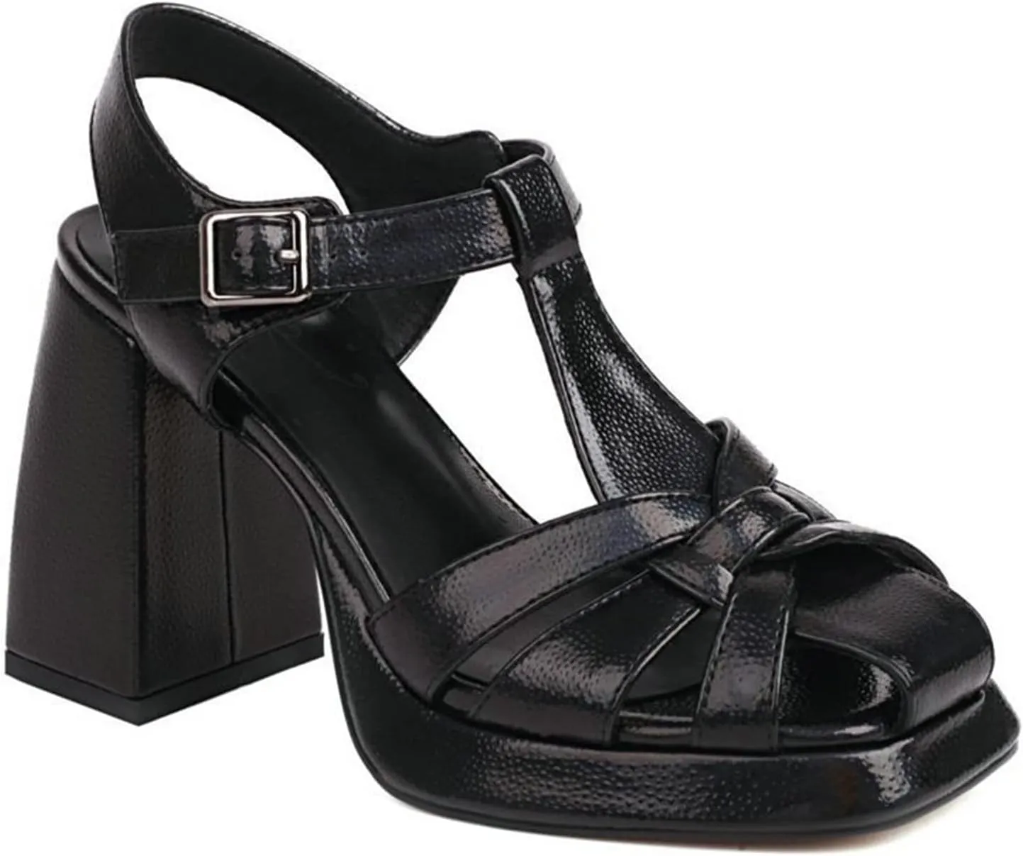 TNXZ Girl 's Platform High Heels Sandals Square Closed Toe Strappy Pumps Dress Party Summer Shoes for Daughters Prom